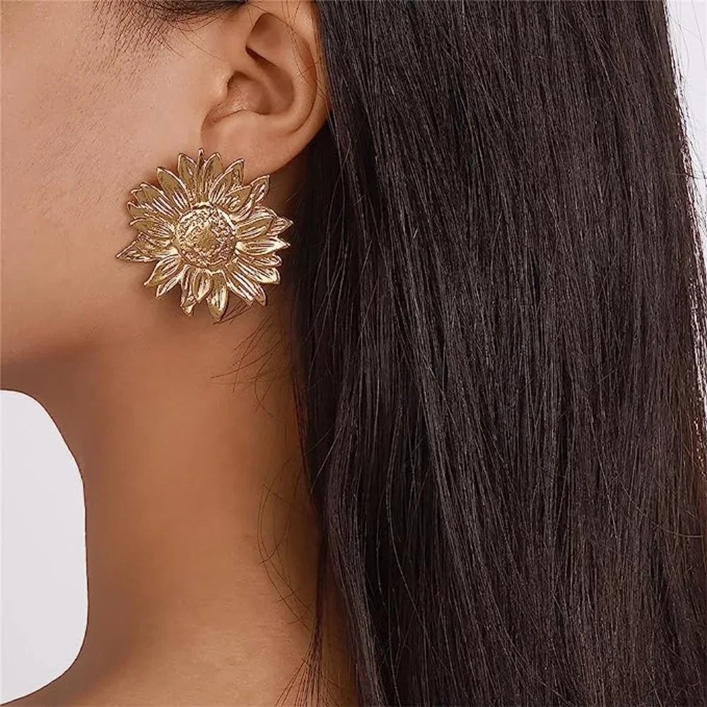 NEW! Golden Sunflower Statement Earrings